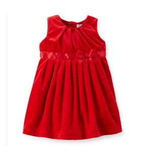 Carters Infant Girls Red Velvet Bow Party Dress